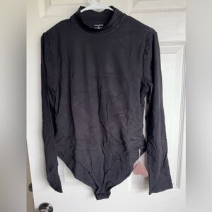 Women’s black mock neck long sleeve bodysuit (T13)